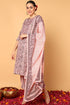 Plus Size Pink Silk Blend Floral Printed Straight Style Suit Set